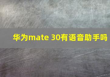 华为mate 30有语音助手吗